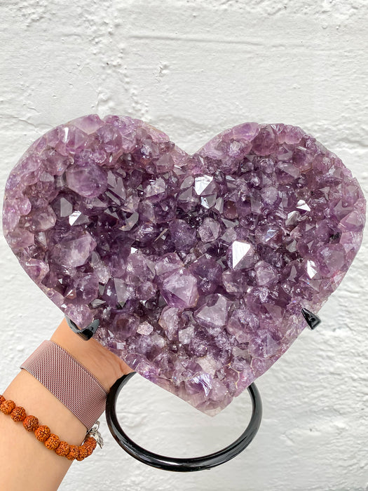 Amethyst Cluster Heart on stand AH8