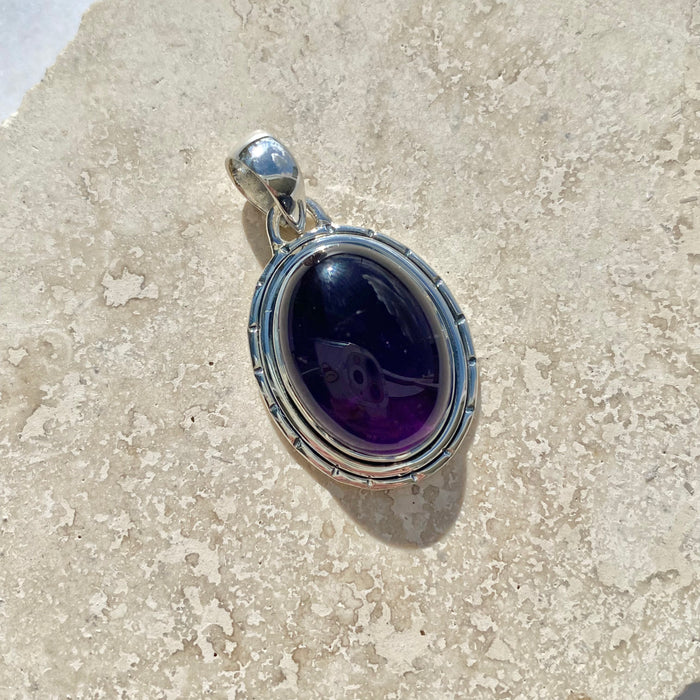 Amethyst Cabochon Oval Pendant AME33