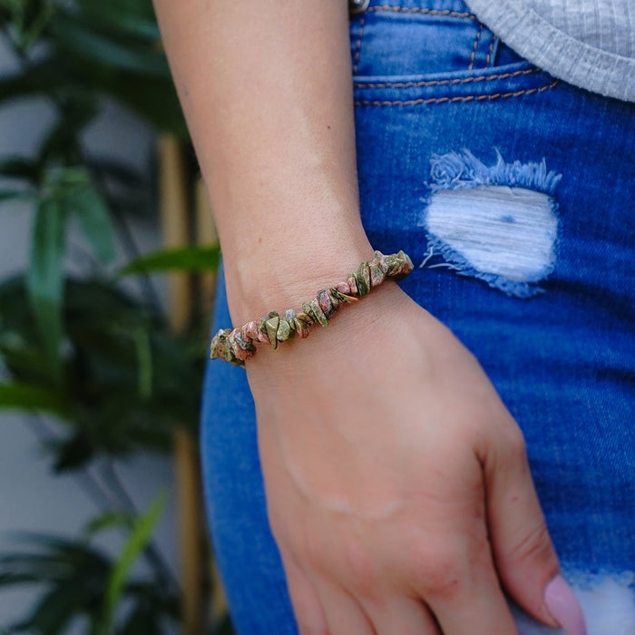 Unakite Chip Bracelet