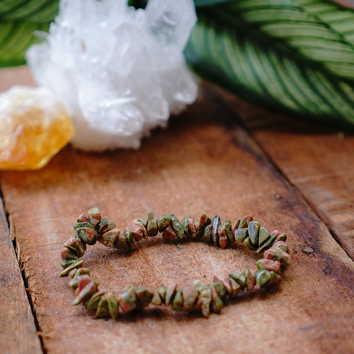 Unakite Chip Bracelet