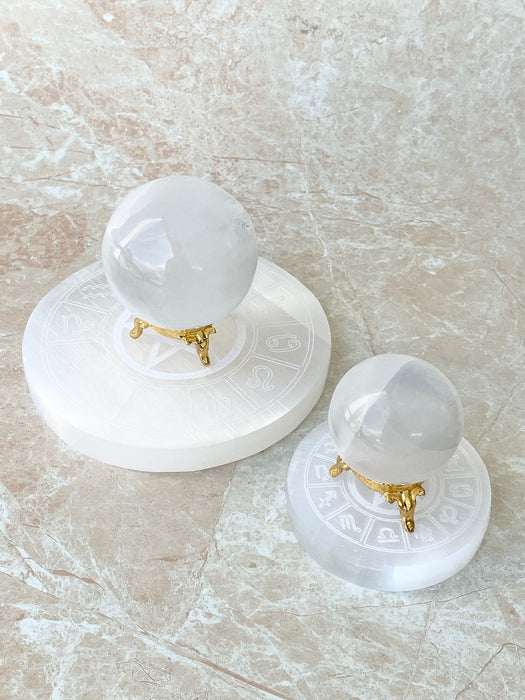 Selenite Engraved Charging Plate- Round 14cm