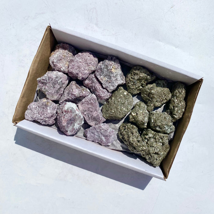 Half Lepidolite & Pyrite Box - Raw