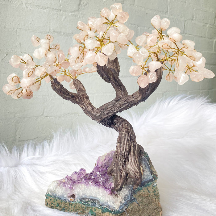 bonsai crystal tree Rose quartz Bonsai Tree- Large — Aus Crystals
