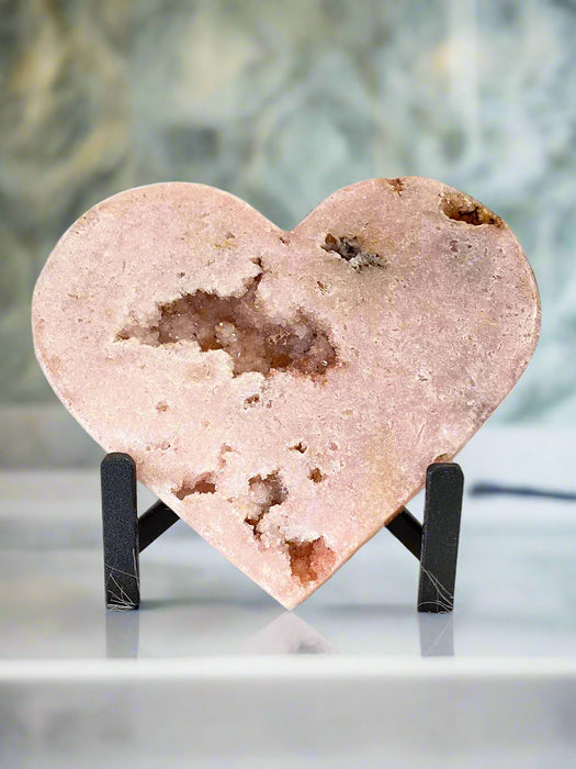 Pink Amethyst Heart On Stand PH6