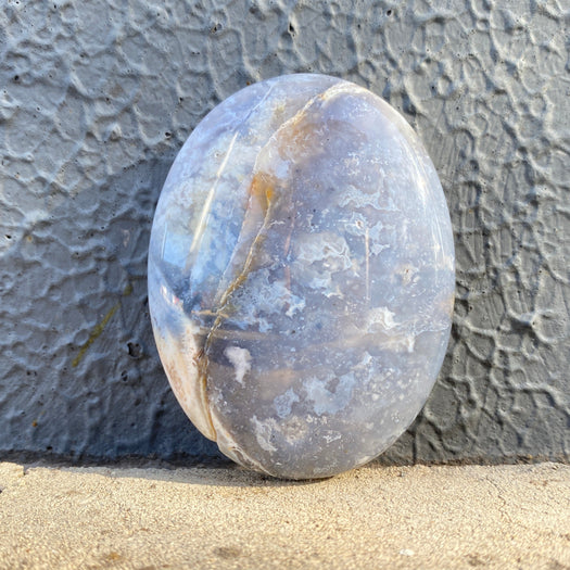 Blue Plume Agate Palmstone PP01