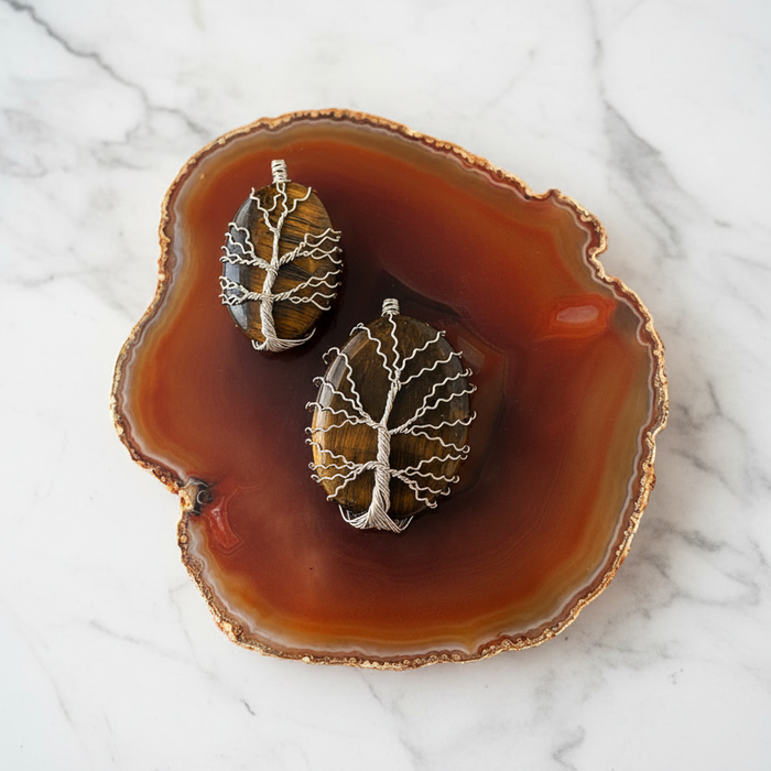Tigers Eye Wire wrap pendant