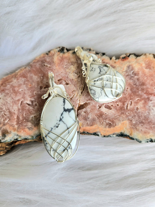 White Howlite Wire wrap pendant