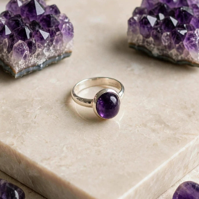 Amethyst Sterling Silver Ring CJ36