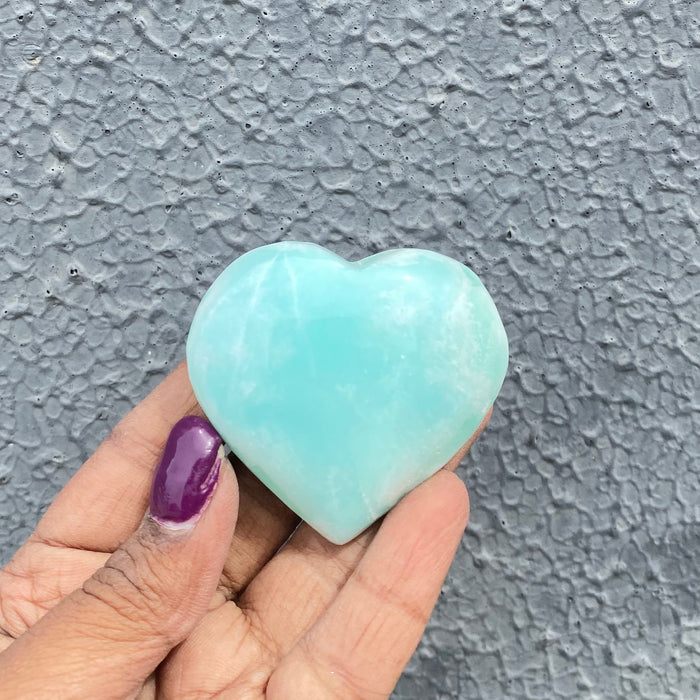 Caribbean Blue Calcite Heart BCH10