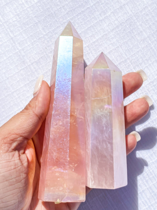 Aura Rose Quartz Tower 1pc
