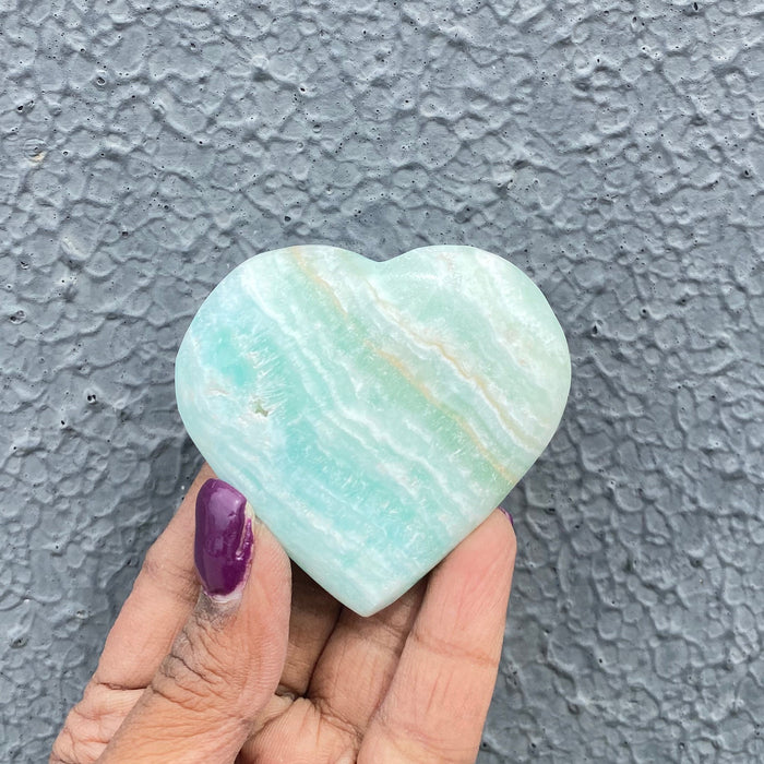 Caribbean Blue Calcite Heart BCH6