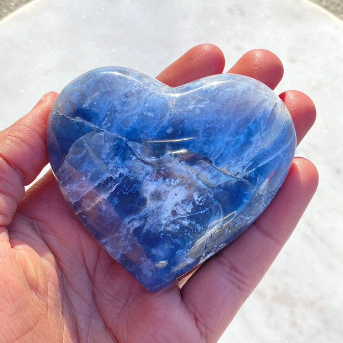 Blue Plume Agate Heart with Stand PH02