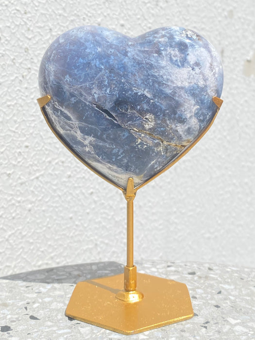 Blue Plume Agate Heart with Stand PH09