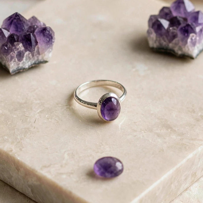 Amethyst Sterling Silver Ring CJ30