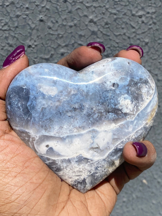 Blue Plume Agate Heart with Stand PH07