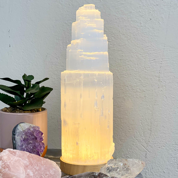 Selenite Lamp 30cm- Warm Light