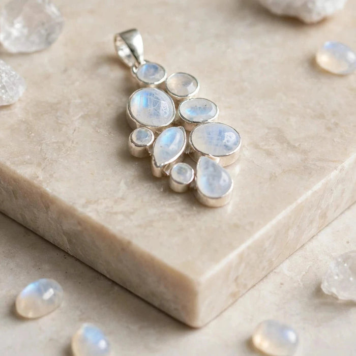 Rainbow Moonstone Sterling Silver Pendant CJ14