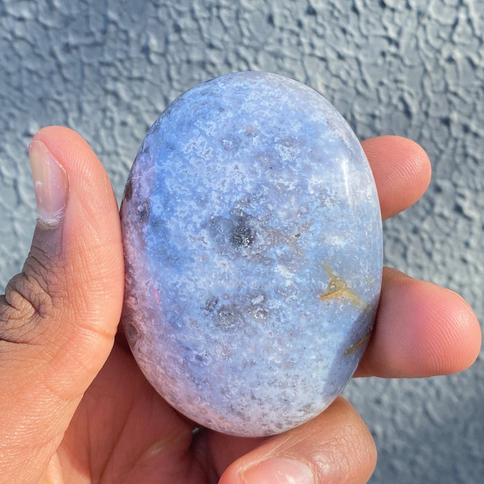 Blue Plume Agate Palmstone PP03
