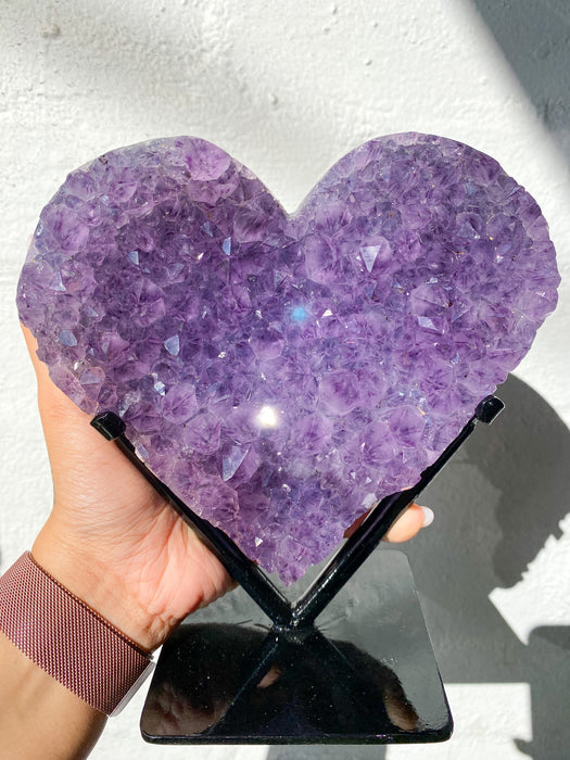 Amethyst Cluster Heart on stand SAH5