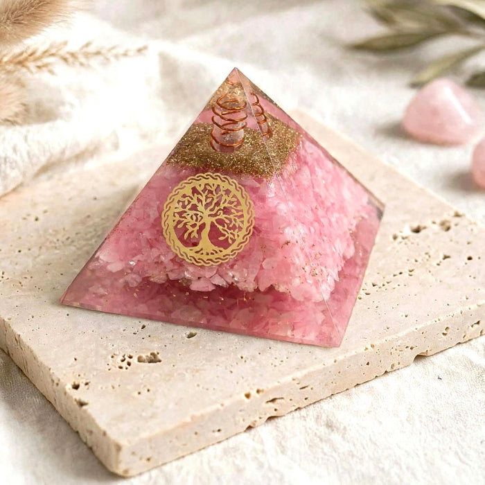 Orgonite Rose Quartz Pyramid 9x9 cm