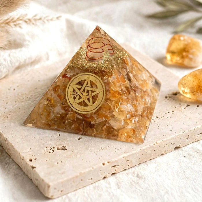 Orgonite Citrine Pyramid 9x9 cm