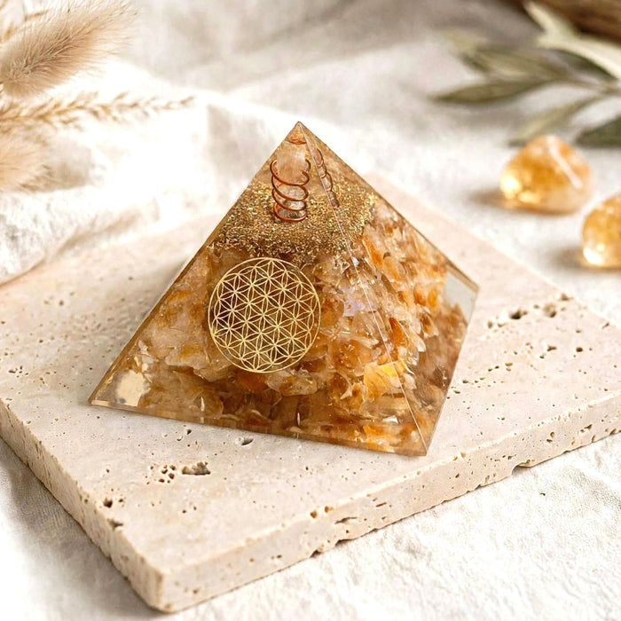 Orgonite Citrine Pyramid 9x9 cm