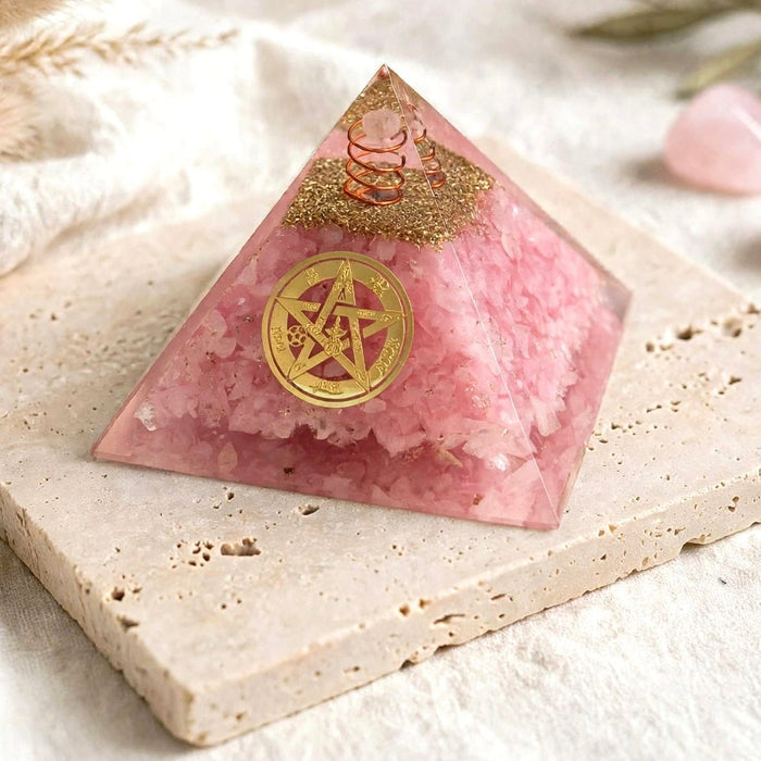 Orgonite Rose Quartz Pyramid 9x9 cm