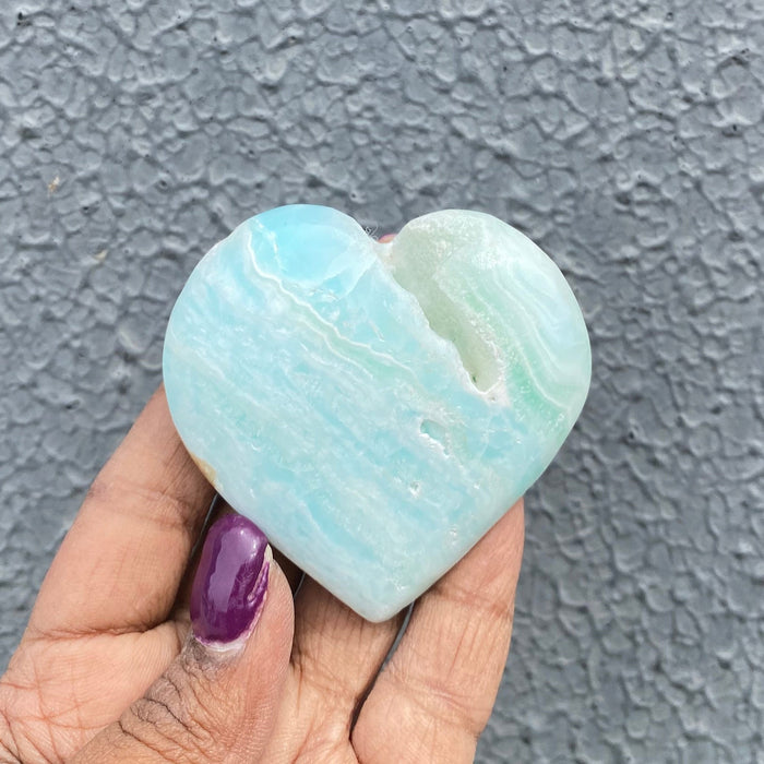 Caribbean Blue Calcite Heart BCH11