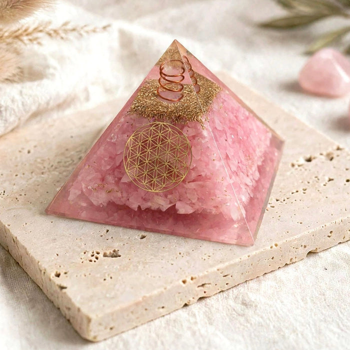 Orgonite Rose Quartz Pyramid 9x9 cm