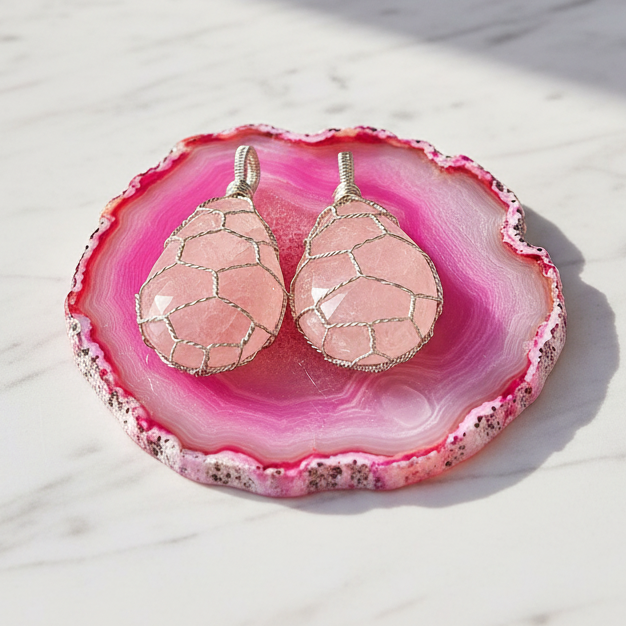 Rose Quartz Wire wrap pendant