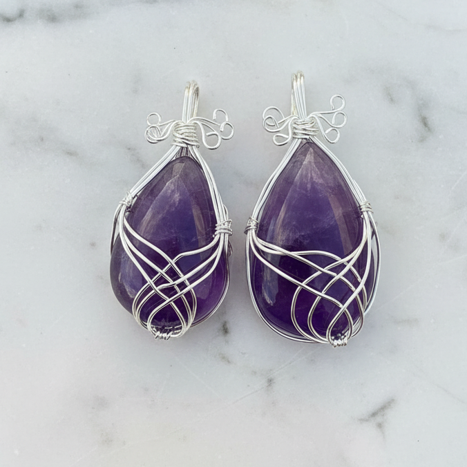 Amethyst Wire wrap pendant Style 1