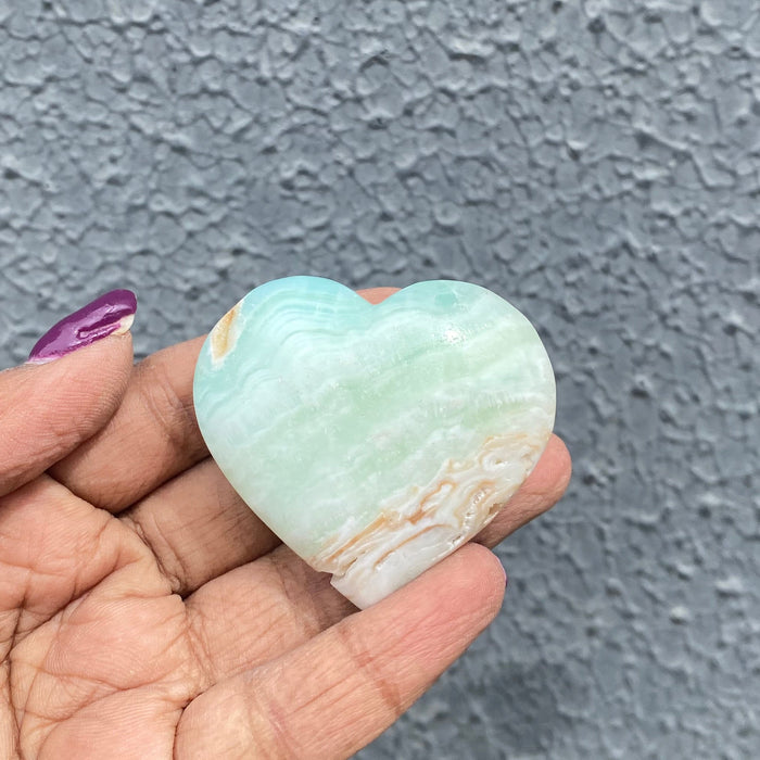 Caribbean Blue Calcite Heart BCH9