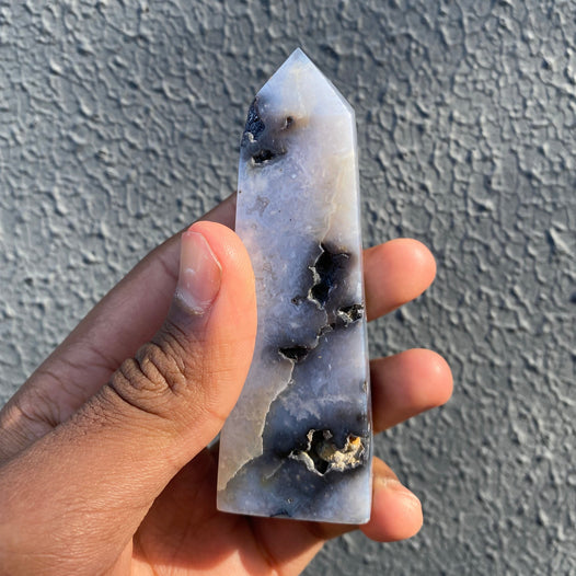 Blue Plume Agate Tower PA05