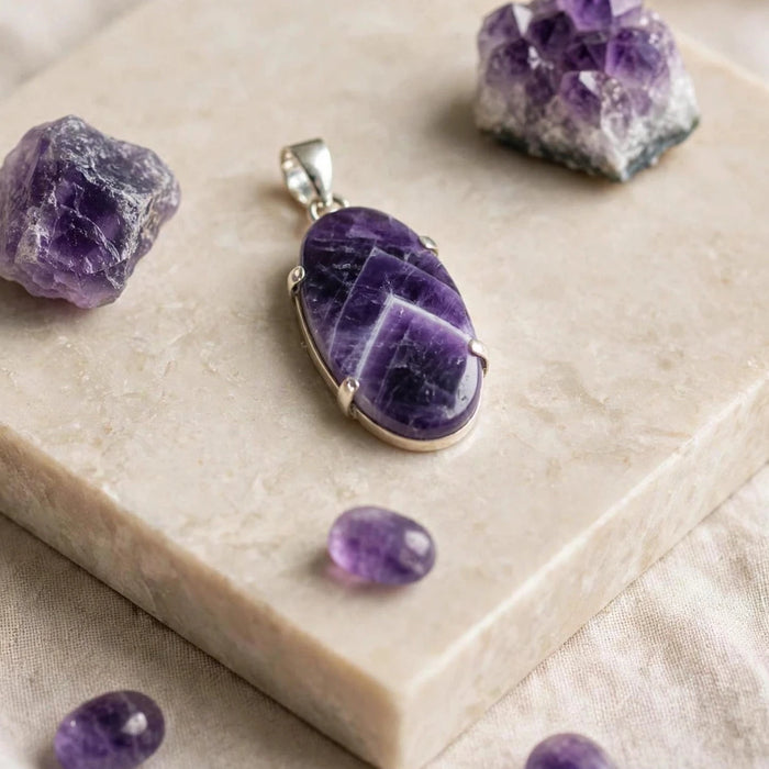 Amethyst Sterling Silver Pendant CJ20