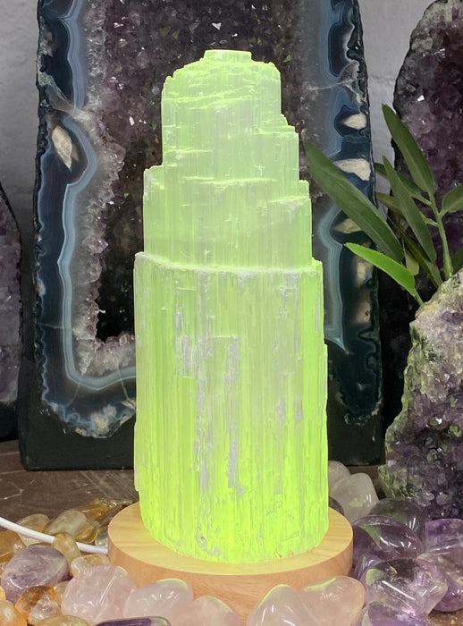Selenite 10cm Lamp with Color Light
