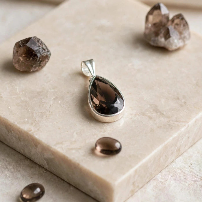 Smokey Quartz Sterling Silver Pendant CJ18