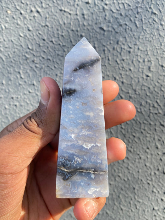 Blue Plume Agate Tower PA05