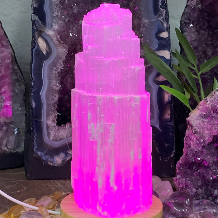 Selenite 10cm Lamp with Color Light