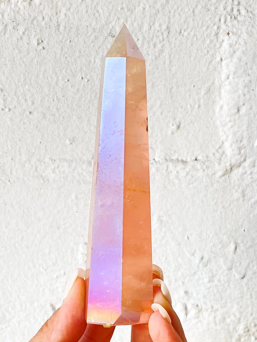 Aura Rose Quartz Tower