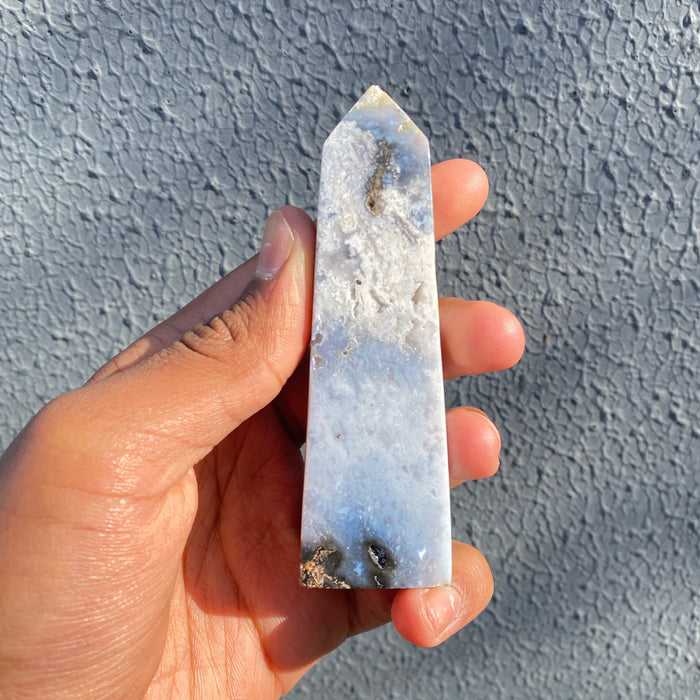 Blue Plume Agate Tower PA04