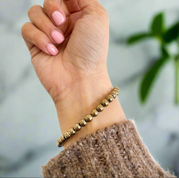 Pyrite Bead Bracelet with Gold Shine