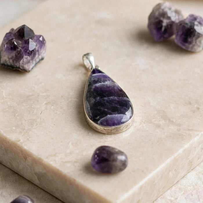 Amethyst Sterling Silver Pendant CJ21