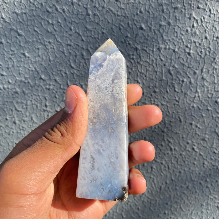Blue Plume Agate Tower PA04