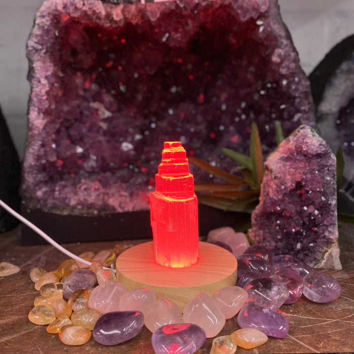 Selenite Lamp 15cm with Color Light
