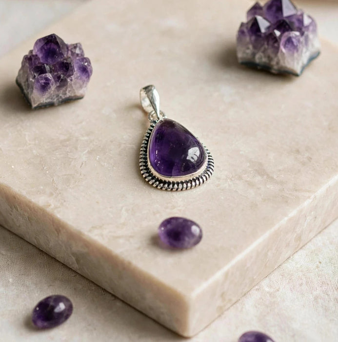 Amethyst Sterling Silver Pendant CJ12