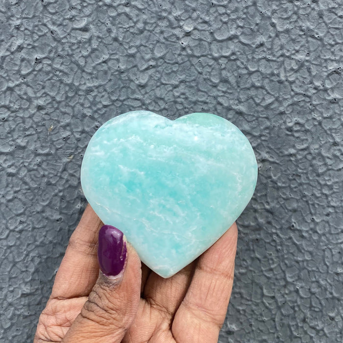Caribbean Blue Calcite Heart BCH5