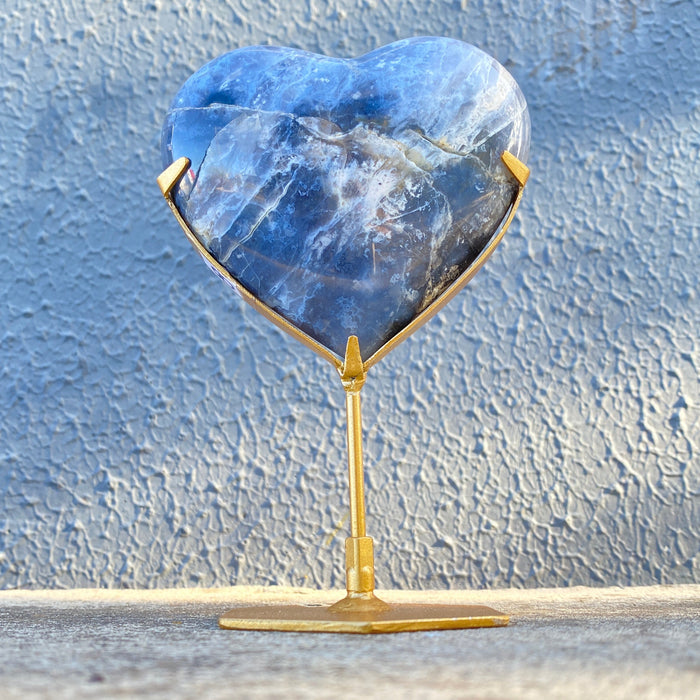 Blue Plume Agate Heart with Stand PH02