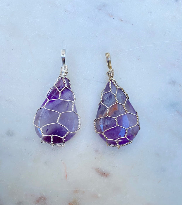 Amethyst Wire wrap pendant Style 2