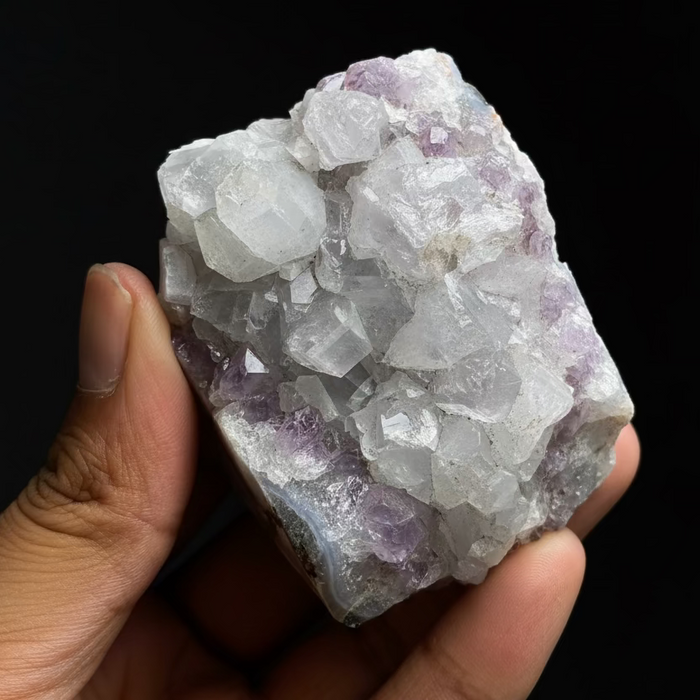 Apophyllite on Amethyst Quartz 03 *Rare