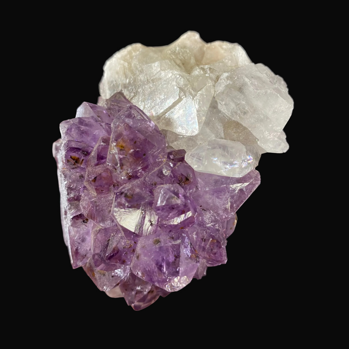 Apophyllite on Amethyst Quartz 03 *Rare